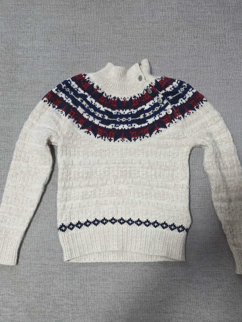 Polo by Ralph Lauren Ivory Fair Isle Button-Shoulder Turtleneck Sweater